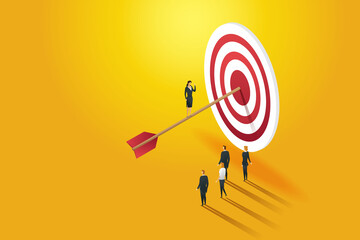 Businesswoman leader who leads a successful team to achieve goals.