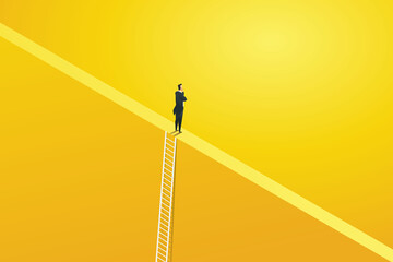 Businessman climbing ladder for vision opportunities and achievement challenge and solution over the wall. Business concept illustration vector ©  Lerbank-bbk22