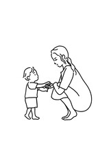 向かい合う母親と幼児