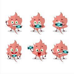 Photographer profession emoticon with pink maple cartoon character