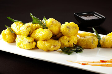 Delicious Chinese food, fried eggplant with meat
