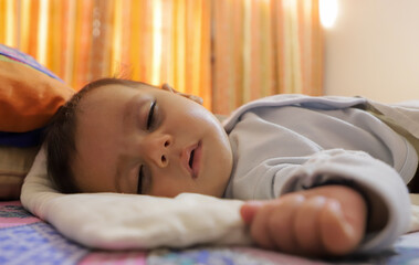 adorable indian newborn baby girl sleeping.