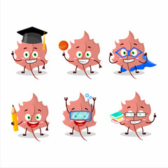 School student of pink maple cartoon character with various expressions