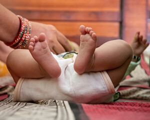 newborn baby's little feet.close up of legs.