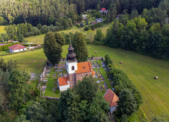 St. Jakob Older church near Stribrna Skalice, Czech republic, in summer