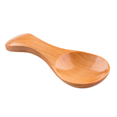 Isolated wooden seasoning scoop spoon on a white background