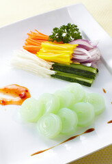 Delicious Chinese food, cold mixed rice noddle skin
