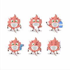 A picture of pink maple cartoon design style keep staying healthy during a pandemic