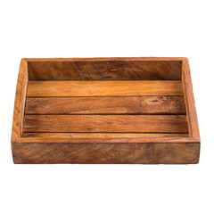 Wooden vintage dark brown serving tray on a white background