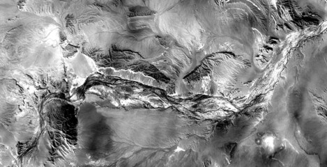 petrified world,  Black and white photo, abstract photography of landscapes of the deserts of...