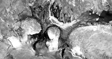 family after bomb  Black and white photo, abstract photography of landscapes of the deserts of...