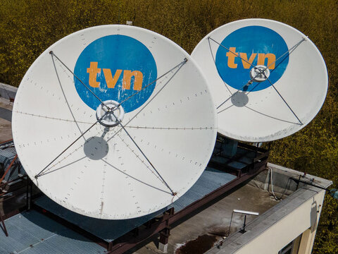 Satellite Dishes Of Tvn Tv Station In Warsaw