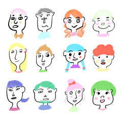 様々な年代の人のイラストアイコンセット