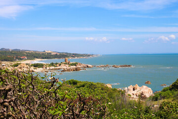 Fototapeta na wymiar view of the coast of the region sea in Binh Thuan, Vietnam