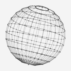 Abstract 3d sphere made of dots. Global social network. Internet and technology. Geometry math vector illustration.