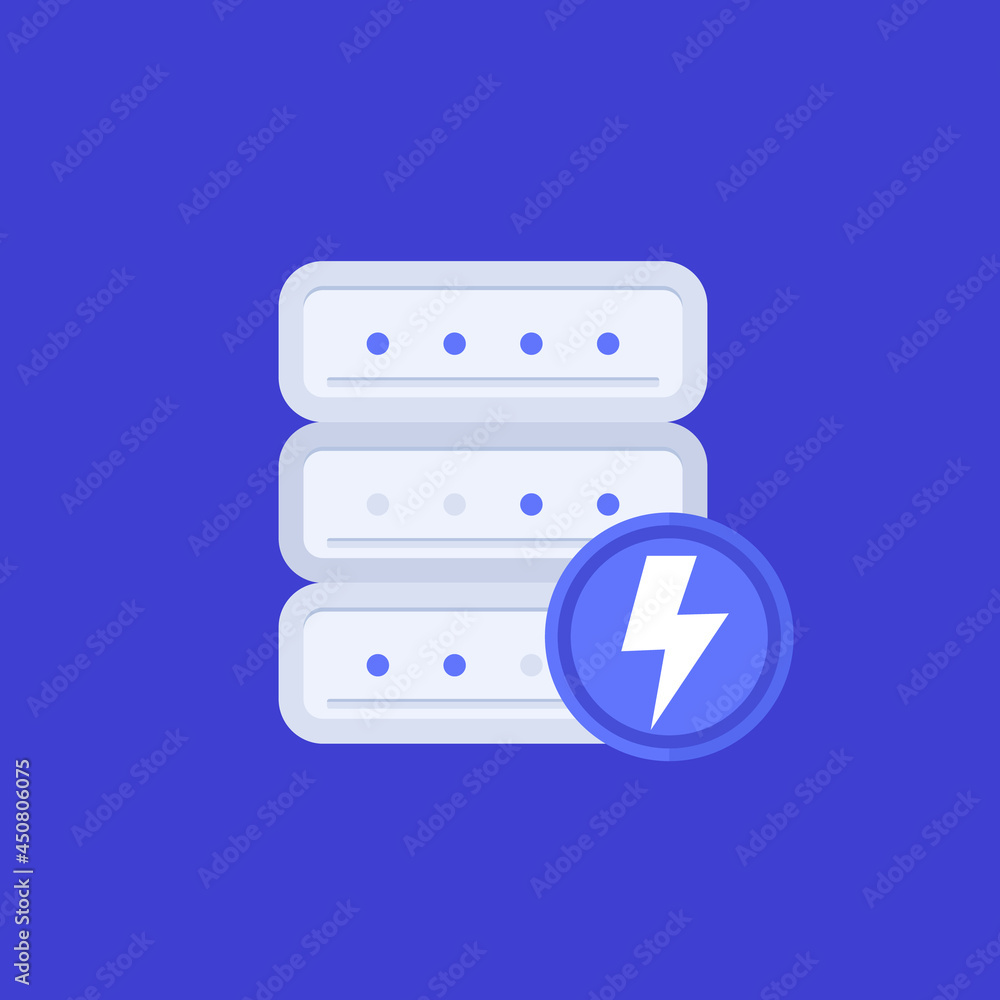 Poster server electric power usage vector icon