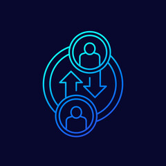 Staff rotation line icon, vector