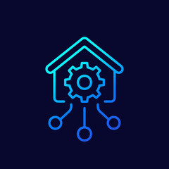 Smart home and house control line icon