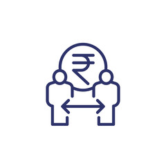rupee and people line icon