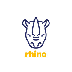 rhino logo, animal head line icon