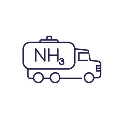 ammonia, NH3 gas tanker truck line icon