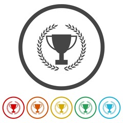 Trophy Prize, Winner Cup ring icon color set