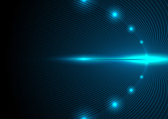 Blue glowing neon lines geometry abstract background. Vector design