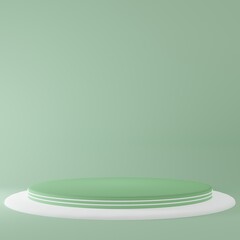White Product Stand in green room ,Studio Scene For Product ,minimal design,3D rendering	
