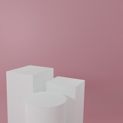 white Product Stand in pink room ,Studio Scene For Product ,minimal design,3D rendering	

