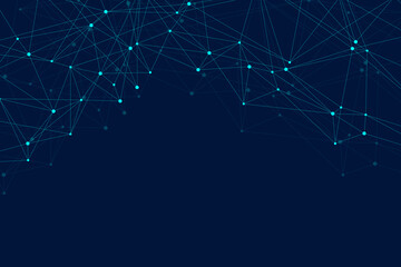 Abstract polygonal background with connected lines and dots. Minimalistic geometric pattern. Molecule structure and communication. Graphic plexus background. Science, medicine, technology illustration