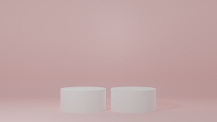 white Product Stand in pink room ,Studio Scene For Product ,minimal design,3D rendering	
