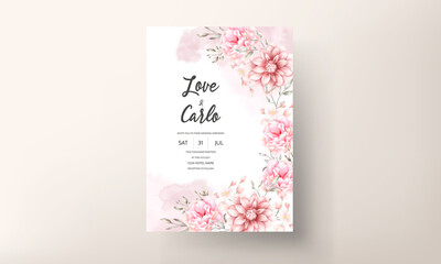 Beautiful Soft Peach And Brown Floral Watercolor Wedding Card