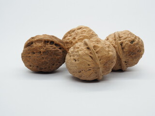 walnuts on white background
