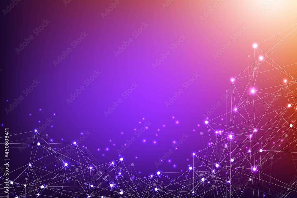 Poster global network connections with points and lines. wireframe background. abstract connection structur