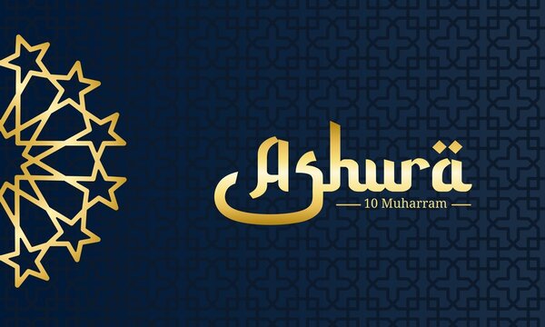 Typography of ashura, the tenth day of Muharram, the first month in the Islamic calendar, as a banner or poster.