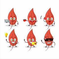 Dried leaves cartoon character with various types of business emoticons