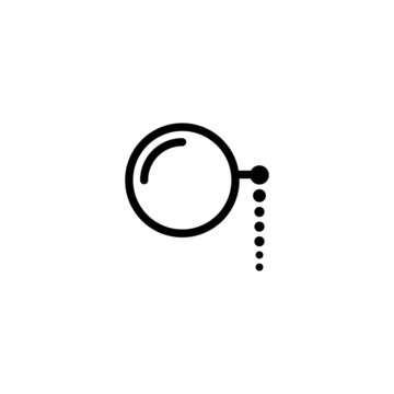 Black round flat lorgnette icon. Isolated eye-glass on white. glasses. Vector intelligence illustration.