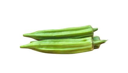 Abelmoschus esculentus or bhindi , Lady’s finger isolated on white background , clipping path