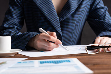 Corporate consultant analyze financial diagram