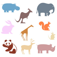 Various animal colorful flat vector icon set