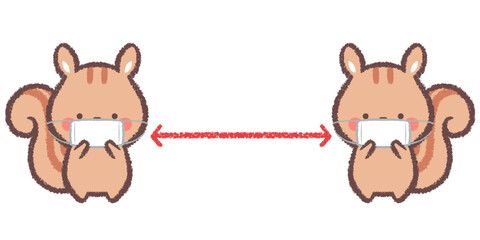 ソーシャルディスタンスのマスクりす