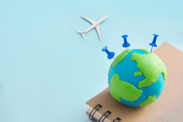 Naklejka premium planning to travel around the world concept