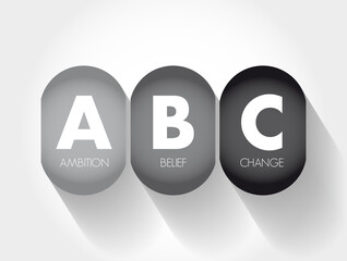 ABC - Ambition Belief Change acronym, business concept background