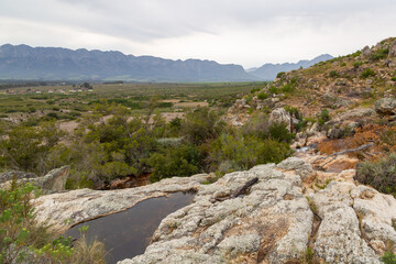 Stony landscape in the Waterval Nature Reserve near Tulbagh in the Western Cape of South Africa
