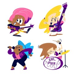 Retro Cartoon Girl Power Sticker Pack