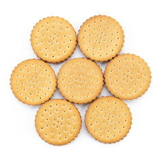 Round delicious cookies with filling on a white background.