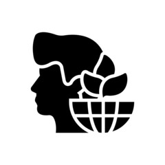 Green thinking vector solid icon style illustration. EPS 10 file
