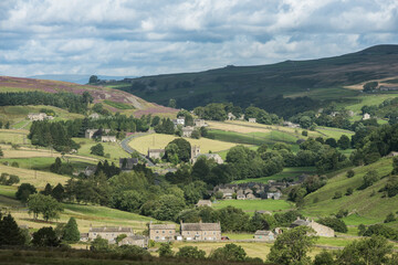 view of the village in the valley of Arkengarthdale in North Yorkshire