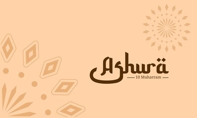 Typography of ashura, the tenth day of Muharram, the first month in the Islamic calendar, as a banner or poster.
