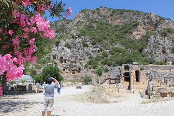 Ancient tombs by Lycians in Fethiye, Turkey